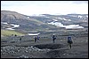 trekking van Hrafntinnusker  naar Landmannalaugar , IJsland , zaterdag 26 juli 2008