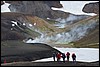 trekking van Hrafntinnusker  naar Landmannalaugar , IJsland , zaterdag 26 juli 2008