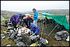 kamp bij meer in Khibinygebergte, Rusland , maandag 10 augustus 2009